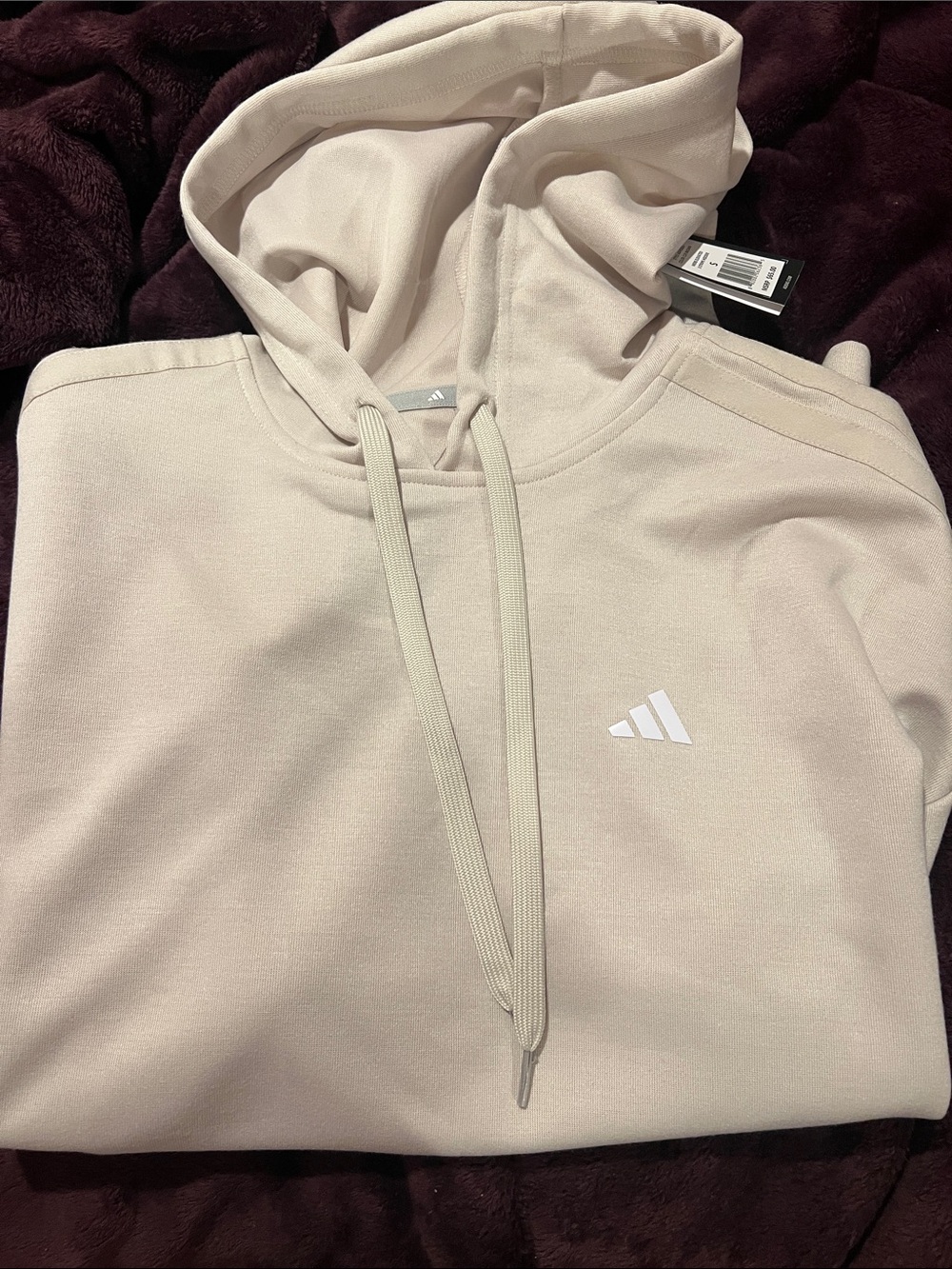adidas Men's Cream Crewneck Hoodie with Subtle Logo size S ADVR1025 MSRP $65